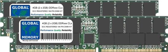 4GB (2 x 2GB) DDR 266/333/400MHz 184-PIN ECC REGISTERED DIMM (RDIMM) MEMORY RAM KIT FOR SERVERS/WORKSTATIONS/MOTHERBOARDS (CHIPKILL)